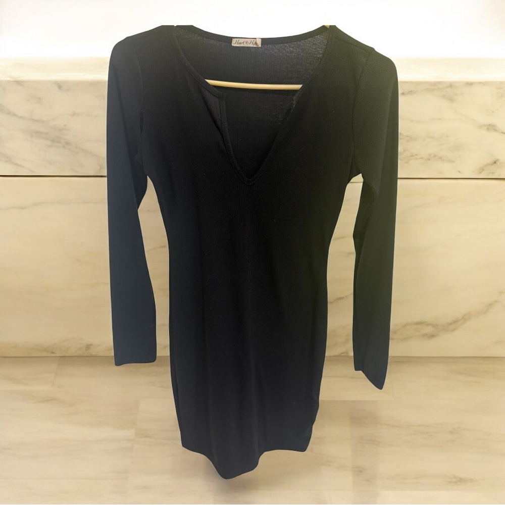 Heart & Hips Elegant Black Long Sleeve Dress Size S